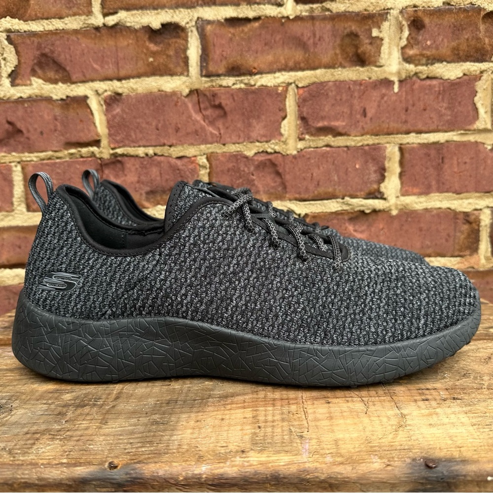 Skechers Burst Sneakers Mens 14 Black Grey Memory Foam Sporty Knit Mesh Shoes